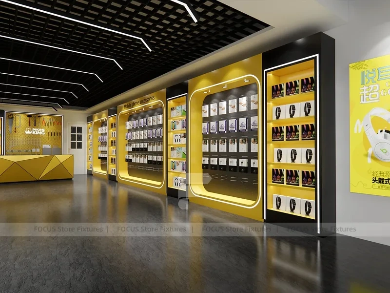 Yellow Black Mobile Accessories Wall Store