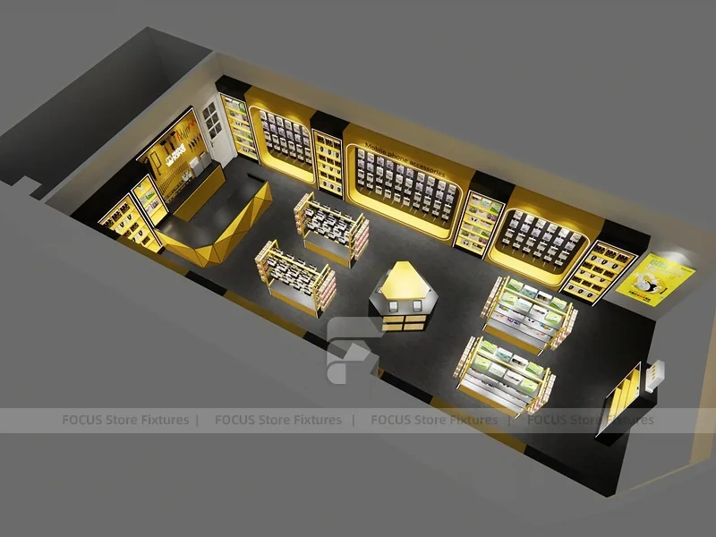 Yellow Black Mobile Accessories Wall Store