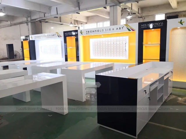 Yellow Black Mobile Phone Store Counter Layout