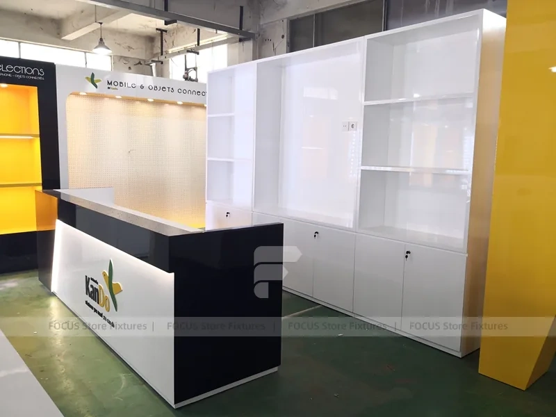 Yellow Black Mobile Phone Store Counter Layout