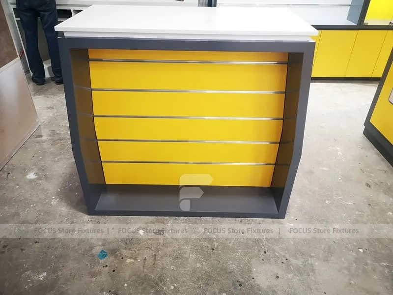 Yellow Black Mobile Phone Wall Display Interior