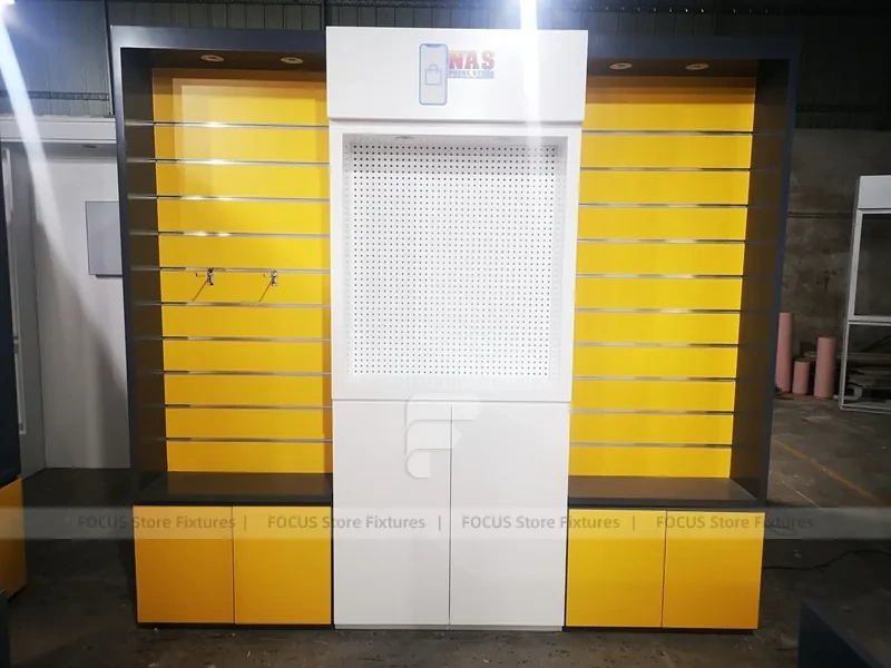 Yellow Black Mobile Phone Wall Display Interior