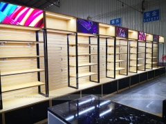 Yellow Black Mobile Store Interior Wide