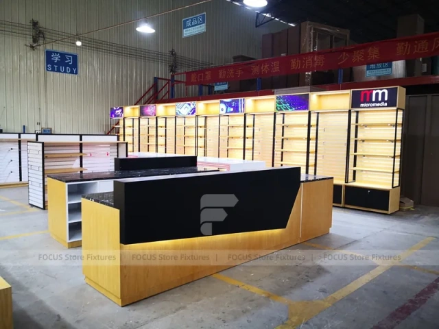 Yellow Black White Mobile Store Display Layout