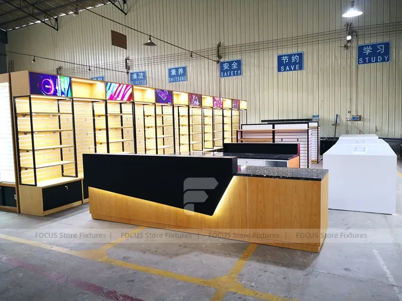 Yellow Black White Mobile Store Display Layout