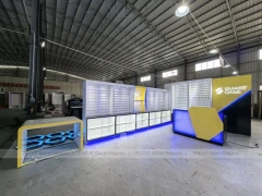 Yellow Blue Mobile Phone Wall Counter Layout