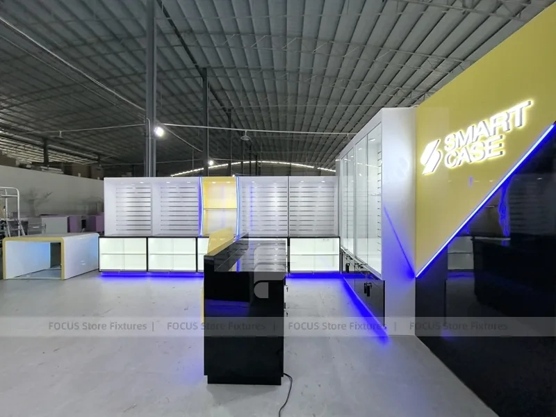 Yellow Blue Smart Case Mobile Store Layout