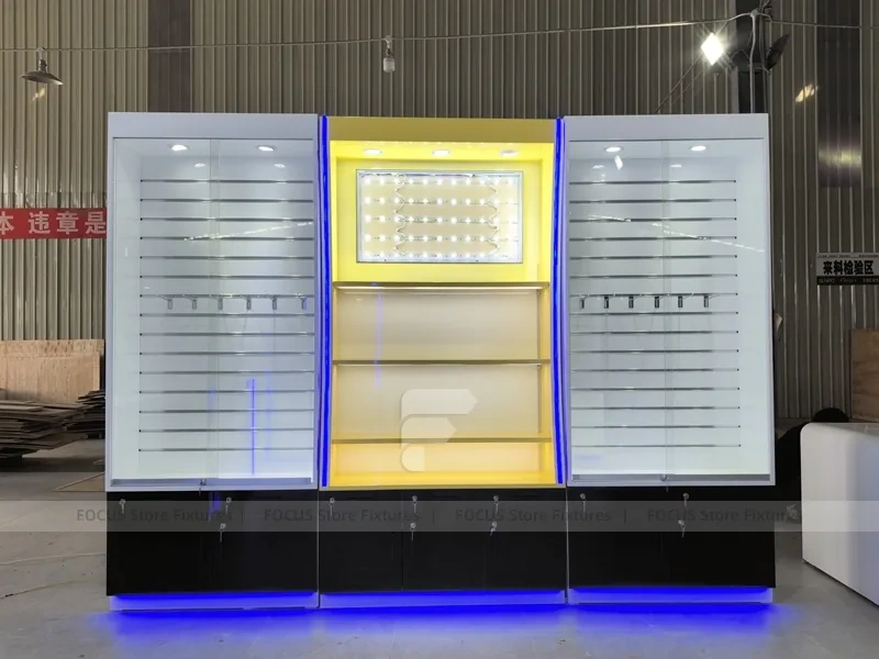 Yellow Blue Smart Case Mobile Store Layout
