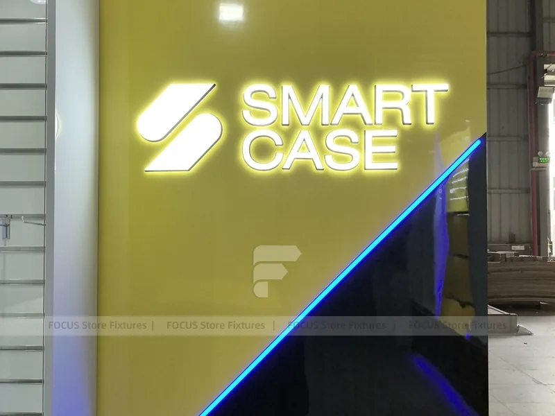 Yellow Blue Smart Case Mobile Store Layout