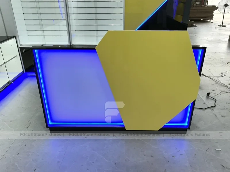 Yellow Blue Smart Case Mobile Store Layout