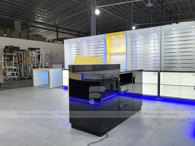 Yellow Blue Smart Case Mobile Store Layout