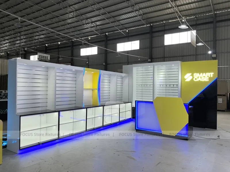 Yellow Blue Smart Case Mobile Store Layout