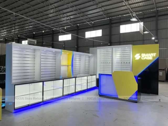 Yellow Blue Smart Case Mobile Store Layout