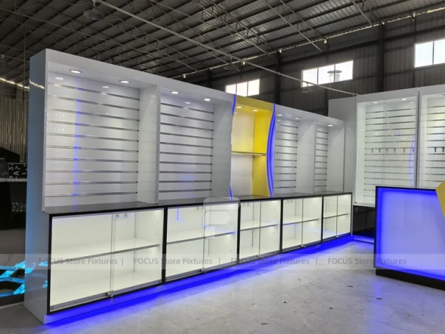 Yellow Blue Smart Case Mobile Store Layout