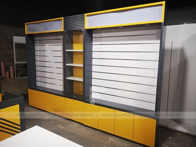 Yellow Gray Logo Phone Store Interior