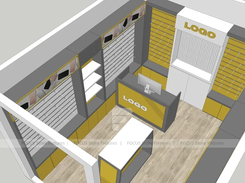 Yellow Gray Logo Phone Store Interior