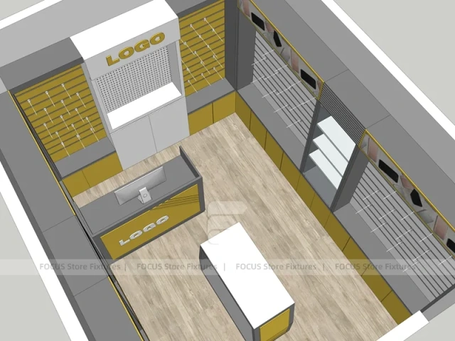 Yellow Gray Logo Phone Store Interior
