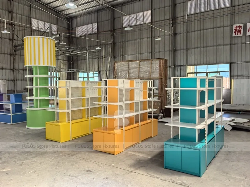 Yellow Teal Mobile Accessories Gondola Shelving