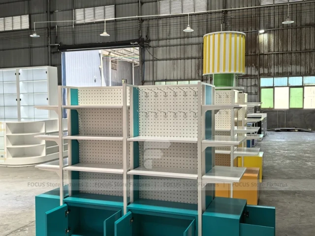 Yellow Teal Mobile Accessories Gondola Shelving