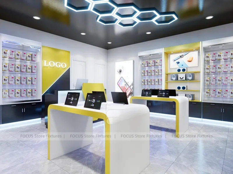 Yellow White Mobile Phone Store Counter