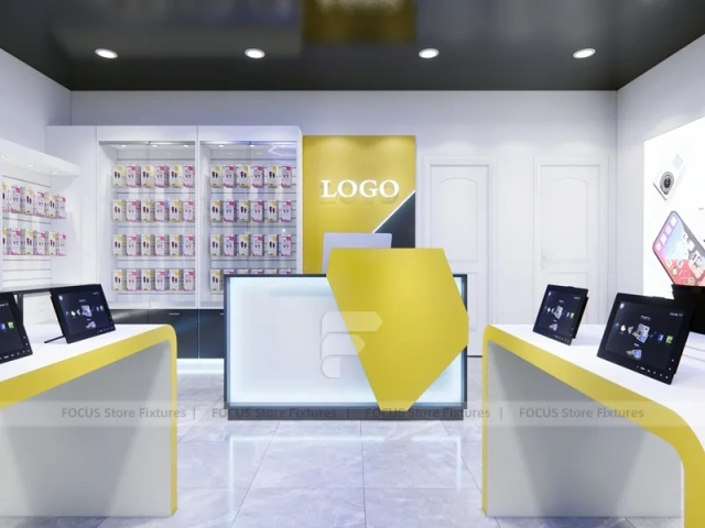 Yellow White Mobile Phone Store Counter