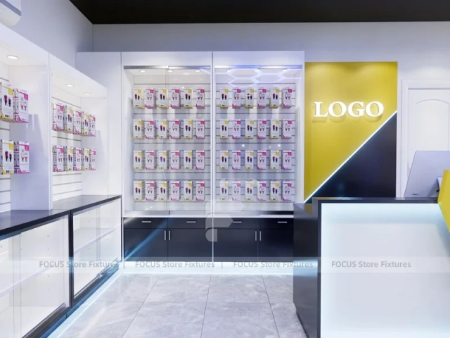 Yellow White Mobile Phone Store Counter