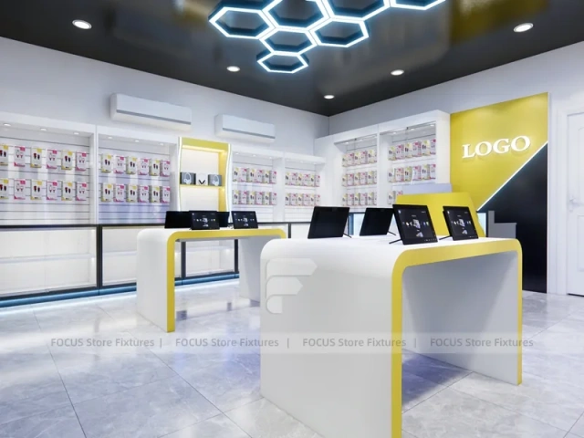 Yellow White Mobile Phone Store Counter