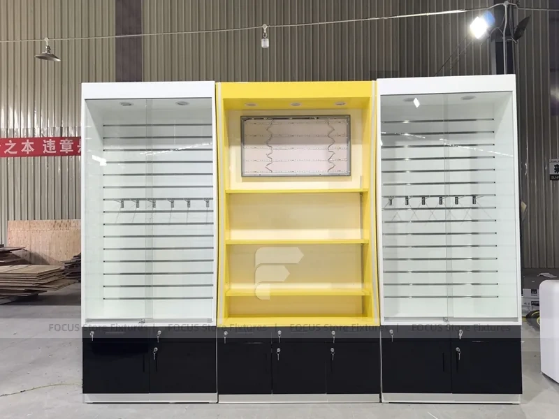 Yellow White Mobile Phone Store Counter Display