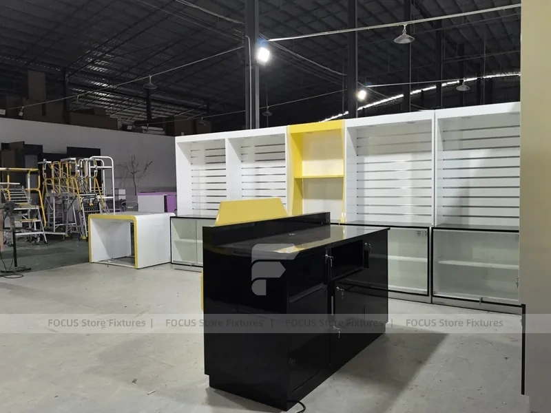 Yellow White Smart Case Mobile Store Layout
