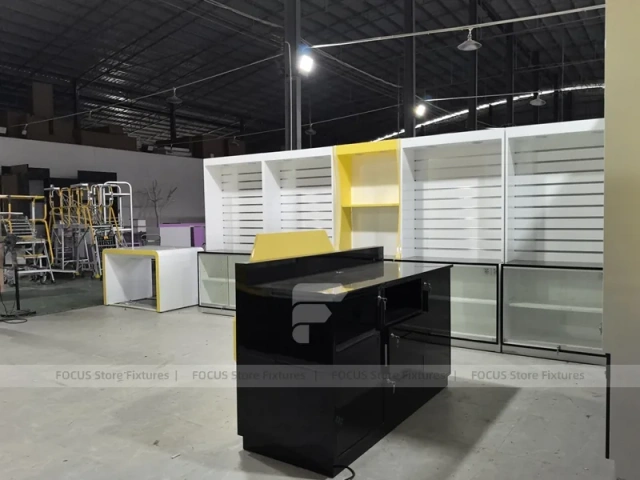 Yellow White Smart Case Mobile Store Layout