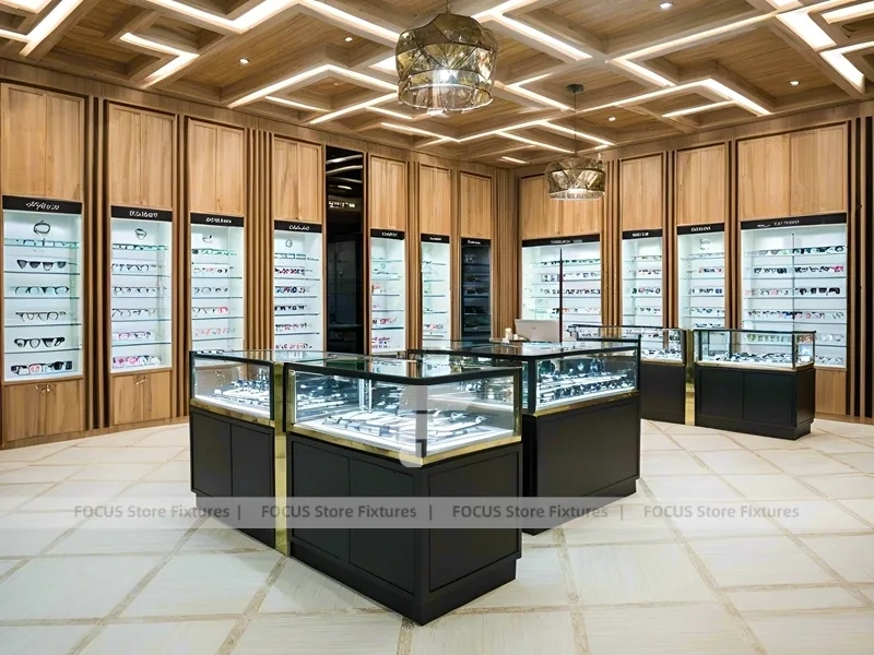 Amber Oak Vision Boutique Corridor with Emerald Demo Island
