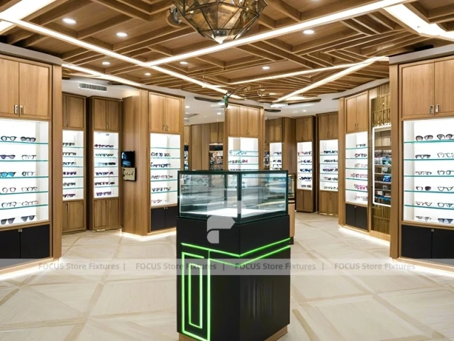Amber Oak Vision Boutique Corridor with Emerald Demo Island