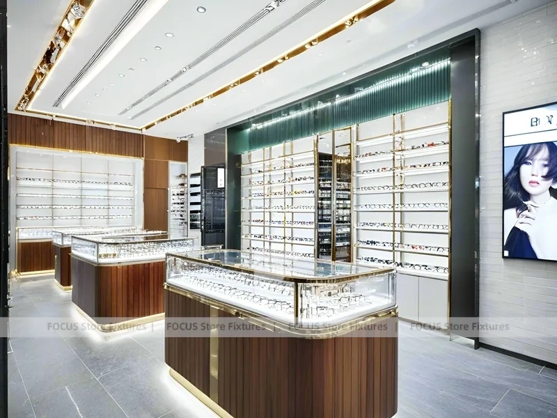 Amber Timber Eyewear Showroom with Feature Counter Ensemble