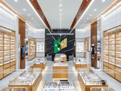 Amber Timber Eyewear Showroom with Feature Counter Ensemble