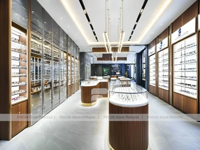 Amber Timber Vision Store Interior for Premium Eyewear Boutique