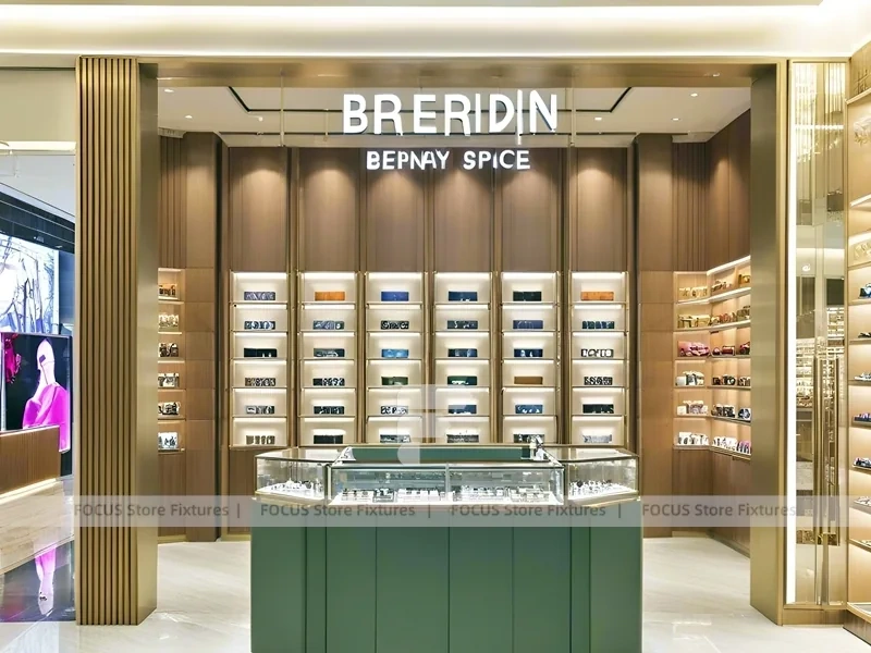 Amber Timber Vision Store Interior with Feature Counter Ensemble