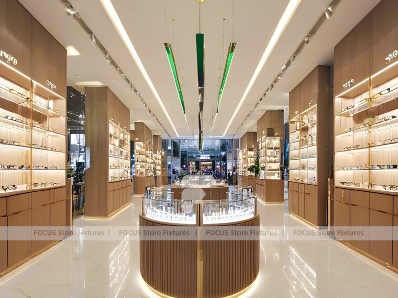 Amber Timber Vision Store Interior with Feature Counter Ensemble