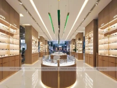 Amber Timber Vision Store Interior with Feature Counter Ensemble