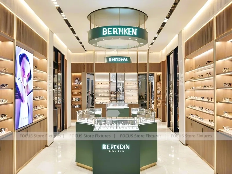 Amber Timber Vision Store Interior with Feature Counter Ensemble