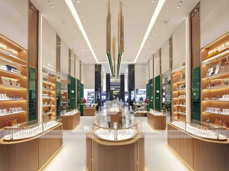 Amber Timber Vision Store Interior with Feature Counter Ensemble