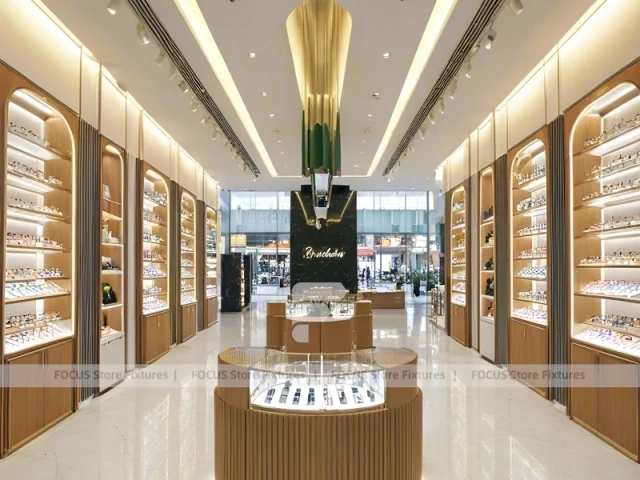 Amber Timber Vision Store Interior with Feature Counter Ensemble