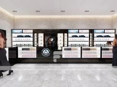 Black Fragrance Wall Display With Illuminated Tester Cabinets