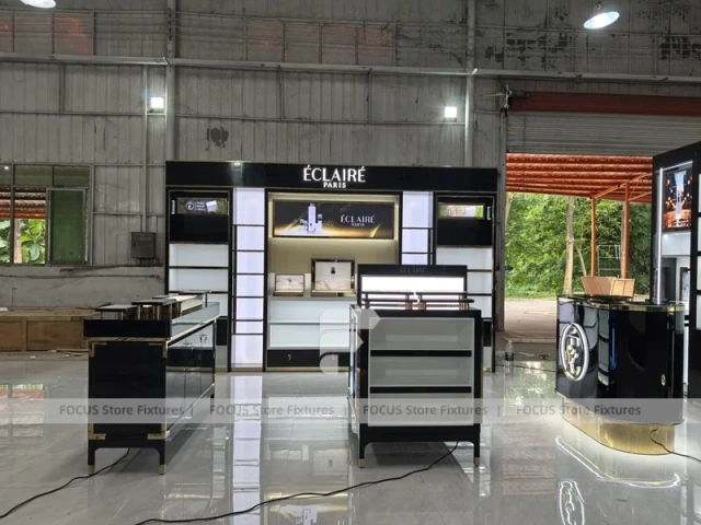 Black Gloss Perfume Kiosk With Digital Screen