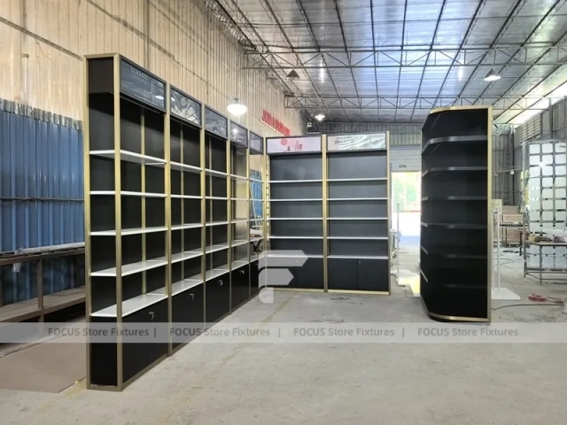 Black Gold Corner Perfume Wall Display
