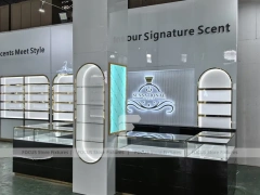 Black Gold Perfume Feature Wall With Fluted Counter