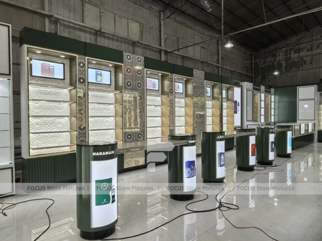 Black Gold Perfume Wall System With Tester Podiums
