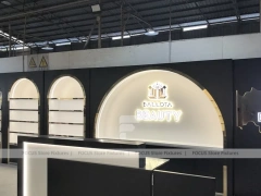 Black Perfume Arch Logo Display Wall
