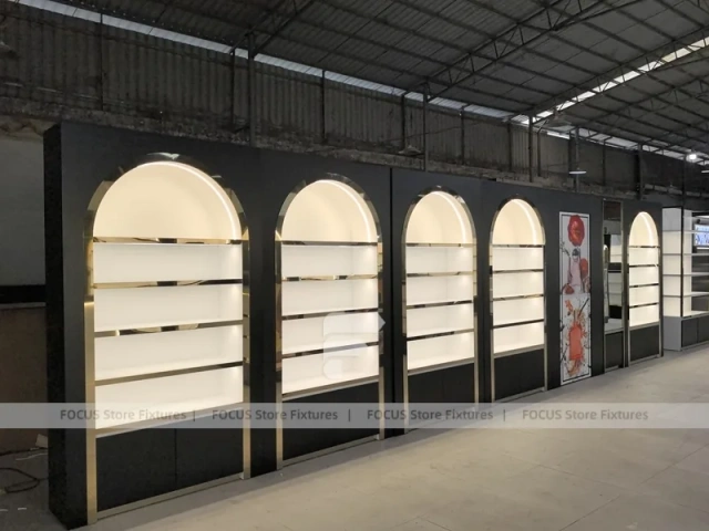 Black Perfume Arch Logo Display Wall