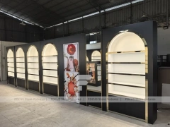 Black Perfume Arch Logo Display Wall