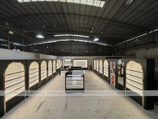 Black Perfume Boutique Layout With Arch Niches